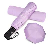 Shinok Ombrello da viaggio compatto con apertura automatica e chiusura parasole e pioggia ombrello pieghevole con manica - viola - 3