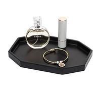 Shinowa 8'' Vassoio da Bagno Piccolo, Portaoggetti Ottagonale in Resina, Vassoio da Toeletta per Anello, Gioielli, Candela, Profumo,Vassoio Decorativo per Bagno, Sapone, Shampoo, Nero Opaco