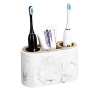 Shinowa Porta Spazzolino da Denti in Resina, 3 Slots Organizzatore per Spazzolino Dentifricio Rasoio Detergente Facciale, Organizer da Bagno, Porta Spazzolini Elettrici - Inchiostro Bianco