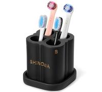 Shinowa Supporto per Testine di Spazzolino Elettrico per Bagno, Supporto in Resina con Vassoio Rimovibile, Organizzatore per 4 Testine di Spazzolino per Lavabo da Bagno, Nero Opaco