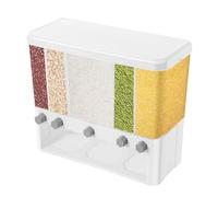 Shinpeed Dispenser per cereali a 5 vie, con misurino, contenitore per riso trasparente, per cereali, noci, cibo secco, farina