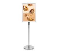 Shinpeed Espositore formato A3, supporto per poster con base stabile, altezza regolabile, supporto per informazioni, espositori, supporto per poster (argento)
