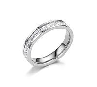 SHINROAD Anello nuziale, elegante brillante zirconia cubica legato argento US 9, US 9, acciaio al titanio, Secondary Stone