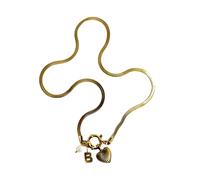 SHINROAD Bella collana con ciondolo affascinante placcato oro prima lettera per le donne con amore cuore finto perla serpente collana gioielli regalo donna, Acciaio inossidabile, Pietra secondaria