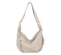 SHINROAD Borsa a tracolla in nylon a mezzaluna pieghevole Hobo spalla casual gnocchi con tracolla regolabile tasche multiple grande capacità per, bianco, Taglia unica