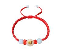 SHINROAD Bracciale astrologico segno zodiacale serpente anno felicità corda rossa gioielli fatti a mano uomo donna perla luminosa con funzione luminosa al buio regolabile tessuto a mano L, Cord