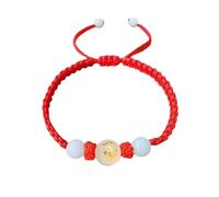 SHINROAD Bracciale astrologico segno zodiacale serpente anno felicità corda rossa gioielli fatti a mano uomo donna perla luminosa con funzione luminosa al buio regolabile tessuto a mano C, Cord