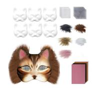 SHINROAD Cat Masque Kit Adesivi fai da te Therian Fox Animal Face Cuscino con Pelliccia per giochi di ruolo di Halloween Mascherade Carnival Cosplay Accessori per feste B