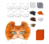 SHINROAD Cat Masque Kit Adesivi Fai da te Therian Fox Animal Face Cuscino con Pelliccia per Halloween Giochi di ruolo Mascherata Carnival Cosplay Accessori per feste C