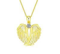 SHINROAD Collana da donna con ciondolo a forma di ali d'angelo con zirconi, decorazione con strass, gioiello da guardiano, regalo per lei, lega di zinco, Pietra secondaria