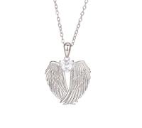 SHINROAD Collana da donna con ciondolo a forma di ali d'angelo con zirconi, decorazione con strass, gioiello da guardiano, regalo per lei, lega di zinco, Pietra secondaria