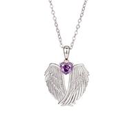 SHINROAD Collana da donna con ciondolo a forma di ali d'angelo con zirconi, decorazione con strass, gioiello da guardiano, regalo per lei, lega di zinco, Pietra secondaria
