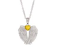 SHINROAD Collana da donna con ciondolo a forma di ali d'angelo con zirconi, decorazione con strass, gioiello da guardiano, regalo per lei, lega di zinco, Pietra secondaria