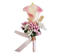 SHINROAD Comune Callalily Revers Pin Abbigliamento Accessori Innovativo Sposo Sposo Groomsmen False Fiore Corpetto Spilla, finta pelle, Secondary Stone