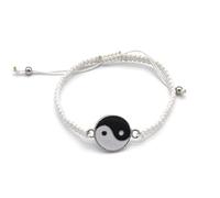 SHINROAD Coppia braccialetto regalo delicato nero bianco Tai Chi Yin Yang uomo corda, lega metall, Pietra secondaria