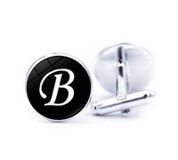 SHINROAD Coppia di gemelli per camicie, abbigliamento da abbinare a eleganti polsini per costume con 26 lettere dalla A alla Z B, Metallo, Secondary Stone