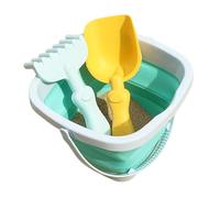 SHINROAD Kids Beach Playset Fold Sand Bucket per bambini sicuro Ecco un set di lucchetti con palette, borsa a rete, 3 pezzi, 3 - 10 blu