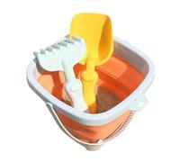 SHINROAD Kids Beach Playset Fold Sand Bucket per bambini sicuro Ecco un set di lucchetti con palette, borsa a rete, 3 pezzi, 3 - 10 arancione