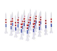 SHINROAD Maglietta da golf rialzata a T migliorata precisione di tiro 10/20/50 pcs, magliette in plastica infrangibili riducono il lato attrito Spin USA bandiera modello lungo bianco 20pcs