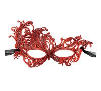 SHINROAD Maschera in pizzo riutilizzabile da donna, elegante, mezza faccia, veneziana, per feste in maschera, ballo di fine anno, carnevale, accessorio leggero per feste con squisito rosso