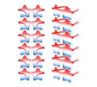 SHINROAD Occhiali da sole con bandiera americana 12 pezzi patriottica senza cerchi rosso bianco blu stella/cuore/occhiali rotondi per 4 luglio celebrazioni feste estive all'aperto A