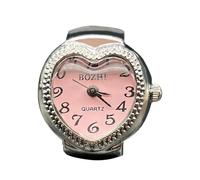 SHINROAD Orologio retrò con anello alla moda, elegante quadrante a forma di cuore, con cinturino regolabile in acciaio inox, per uomini e donne, coppia di dita, rosa, Stile del quadrante