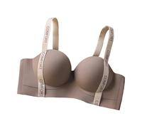 SHINROAD Reggiseno sportivo da donna con tracolla elastica con stampa di lettere senza fili buona traspirabilità coppa 3D antiurto push-up sport yoga, Caff, M