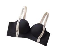 SHINROAD Reggiseno sportivo da donna con tracolla elastica con stampa di lettere senza fili buona traspirabilità coppa 3D antiurto push-up sport yoga, Nero , L