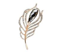 SHINROAD Spilla squisita a forma di pavone a forma di piuma di pavone, design cavo, strass lucidi, in acciaio inox, colore quasi di lusso, per cappello, decorazione per vestiti, spilla, lega