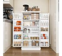 Shintenchi Armadietto da cucina a 5 ripiani, con ripiani regolabili per organizzare e conservare alimenti, credenza versatile da buffet da 119 cm, per cucina, bagno e lavanderia, bianco