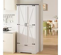 Shintenchi Armadietto da cucina, autoportante, con 4 ripiani e 1 cassetto, armadio alto per cucina, soggiorno, sala da pranzo e bagno, bianco