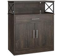 Shintenchi Armadietto da cucina con ripiani e cassetti regolabili, credenza moderna per buffet, in legno, con ante, mobiletto da pavimento per bar, soggiorno, marrone scuro