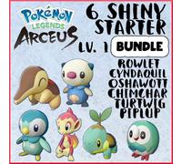 Shiny 6 Starter Level 1 Bundle Rowlet Pokemon Legends Arceus Max EL Starters PLA