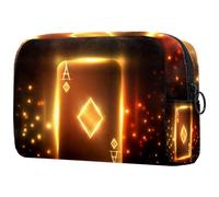 Shiny Ace of Diamonds Poker Card Cosmetic Bag per donne, beauty case da viaggio grande borsa organizer con cerniera, Multi, 18.5x7.5x13cm/7.3x3x5.1in, Beauty case