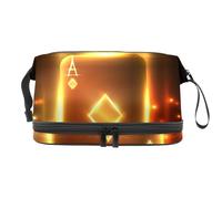 Shiny Ace of Diamonds Poker Card - Trousse a doppio strato, per donne e ragazze, trousse da viaggio per trucchi e trucchi, con scomparto per pennelli, Multi, 27x15x14 cm/10.6x5.9x5.5 in, Beauty case