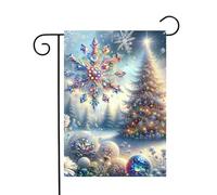 Shiny Beautiful Snowflake Christmas Tree Winter Flower Flowers Bandiere Resistente Alle Intemperie Bandiera Colore Vivido Bandiera Da Giardino Per Balcone Cortile Giardino 30X45Cm