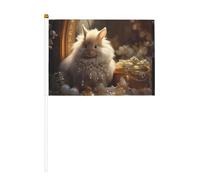 Shiny Bunny sei pezzi stampati su entrambi i lati bandiera portatile 14 x 20,8 cm, adatta per attività di squadra tifo