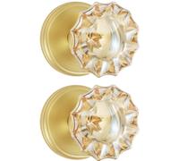 SHINY HANDLES 2 Pack Satin Brass Dummy Door Knob Set Champagne Glass
