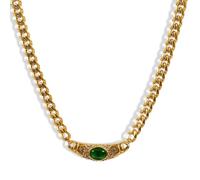 Shiny Zircon Pendant Necklaces in Stainless Steel,Gold-plated Zircon Stones Pendant Necklace,Minimalistic Pendant Necklace,for Party,Wedding, Evening (Green)