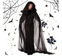 Shinybox Costume da Strega da Donna, Costume di Halloween da Donna Zombie da Sposa Con Rose Bianche e Nere, Costume da Sposa Fantasma per Cosplay, Carnevale e Mascherata(M)
