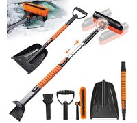 Shinybox Raschietto Ghiaccio Auto, 5 in 1 Kit Spazzolone e Pala da Neve per Auto, Snow Brush Scraper di Ghiaccio, Manico Telescopico Rimovibile per SUV, Auto, Camion, Finestre