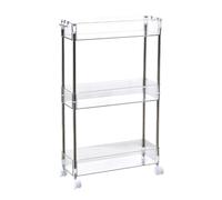 SHINYPASING 3 Tier Rolling Cart Shelf for Kitchen, Carrello con Ruote in PET Trasparente e Acciaio Inossidabile per Giocattoli e Cucina