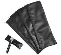 SHINYPASING Borsa per Microfono in Cuoio Pu, 4 Pezzi, 28cm Cerniera | Interno Morbido, Nero, per Microfoni Dinamici e Portatili, Viaggio, Chiesa, Ordine e Protezione