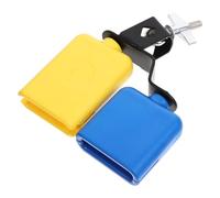 SHINYPASING Campanaccio Doppio per Batteria Supporto in ABS Durevole, Suono Limpido, Accessori per Strumenti a Percussione, Adatto a Musicisti alle Prime, Colori Vivaci Blu e Giallo, per