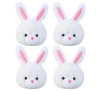 SHINYPASING Ciondoli Decorativi Facile da Installare Decorazione Multiuso 4 Pezzi a Forma di Coniglio in Peluche Bianco per Specchi, Vetro e Bouquet Nuziali