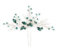 SHINYPASING Fermaglio Splendido di Forma Cristalli U a Sposa Chioma da Verde Smeraldo, Accessorio Flessibile per Feste di Matrimonio