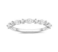 SHINYSO Fede nuziale da donna placcata in oro 14 carati, sottile anello impilabile con mezza zirconia cubica, anello di fidanzamento Eternity, misura 4-10, 6, Metallo, Zirconia cubica