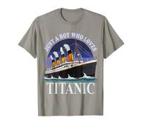 Ship Just A Boy Who Loves Titanic Boys Bambino Maglietta