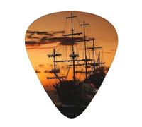 Ship Under The Sunset, 12 plettri per chitarra, spessore 0,46 mm/0,71 mm/0,96 mm, con custodia, per chitarra acustica-elettrica, ukulele, basso
