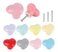 ShipeeKin 10 Pomelli Colorati in Ceramica Lucida A Forma Di Cuore, Con Apertura A Forma Di Cuore, Per Armadietti, Armadietti, Cucina, Cassettiere, Cameretta, Bambini